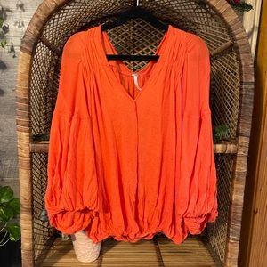 Free People | orange blouse size small